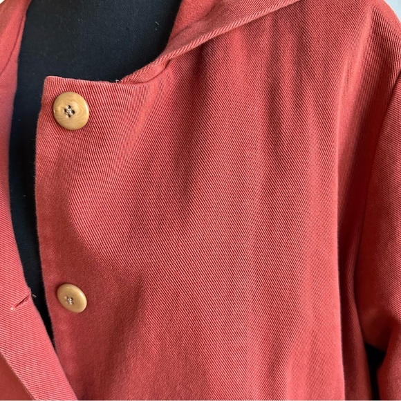 Ilana Kohn Muted Red Hooded Utility Trench Coat with Cinche Waist - Picture 3 of 7